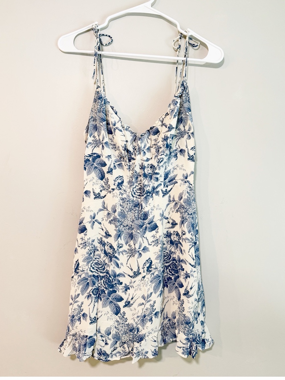 Reformation White and Blue Floral Mini Dress